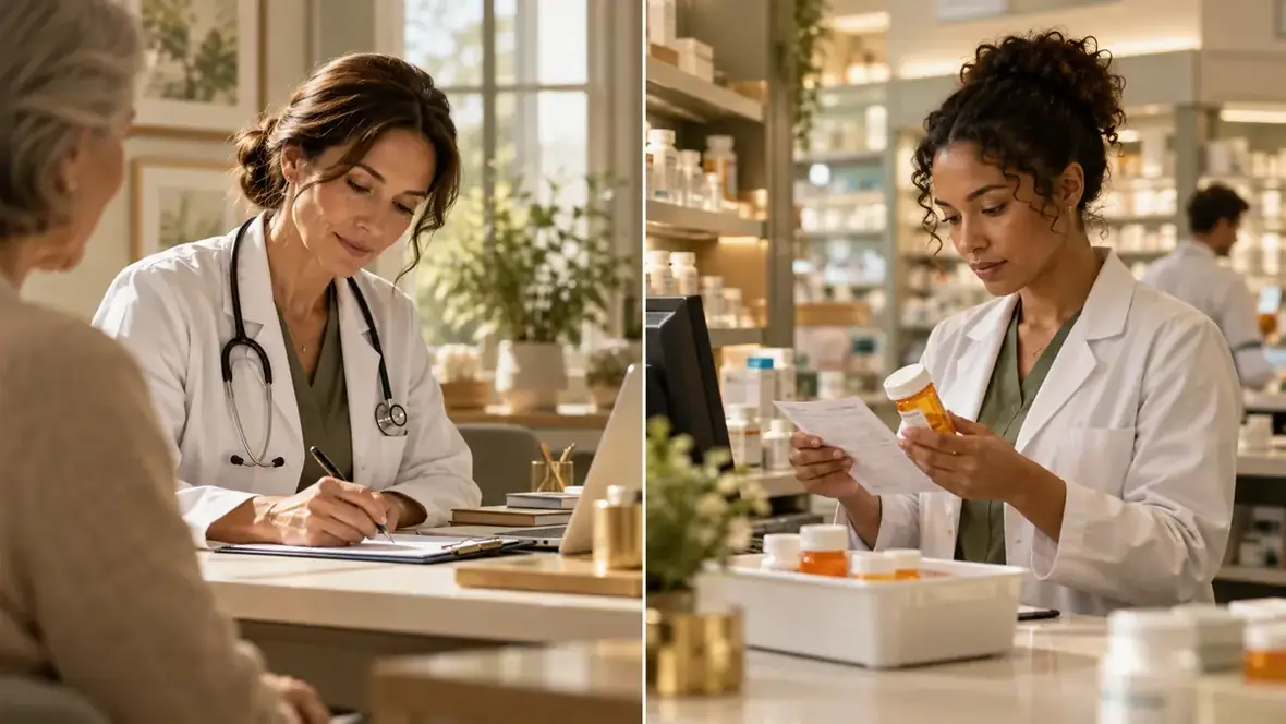 Doctor and pharmacist example