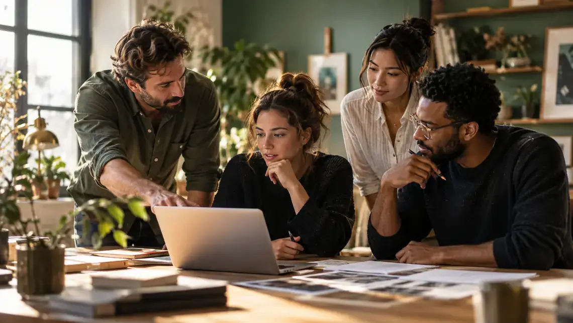 New team members reviewing a shared project together